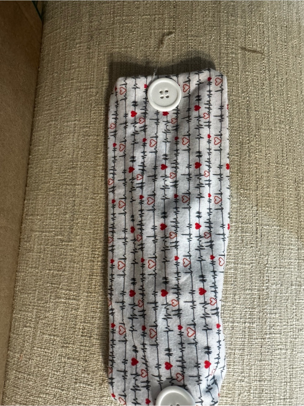 Nurse Print Button Headband in Black with Pink Buttons - Picture 3 of 6